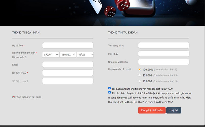 Hướng dẫn đăng ký tài khoản chi tiết tại Bong99